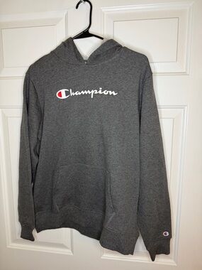 Champion Logo Kids Grey Pullover Hoodie XL 18/20